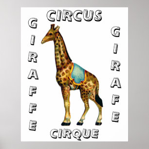 Poster girafe du cirque vintage