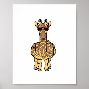 Poster Girafe du doigt du milieu Funny offensant rude saf