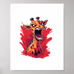 Poster Girafe En Colère Graphique Girafe Drôle Kawaii  