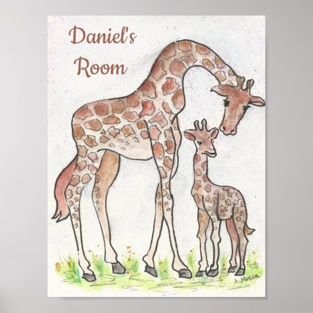Poster Girafe et son petit (Devant)