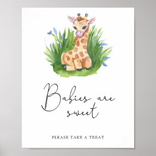 Poster Girafe - les bébés sont mignons
