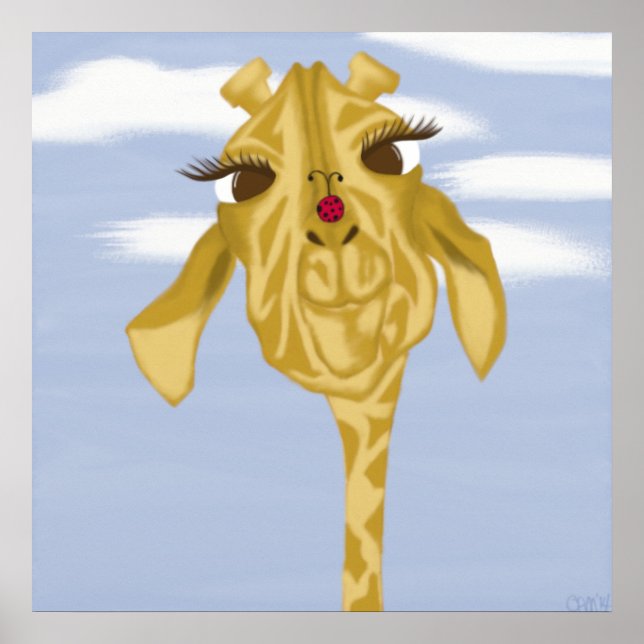 Poster Girafe Mignonne Et Colorée (Devant)