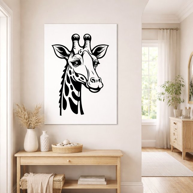 Poster Girafe Minimaliste Noir et Blanc  (Créateur téléchargé)