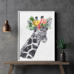 Poster Girafe noire et blanche dans un animal de la Couro