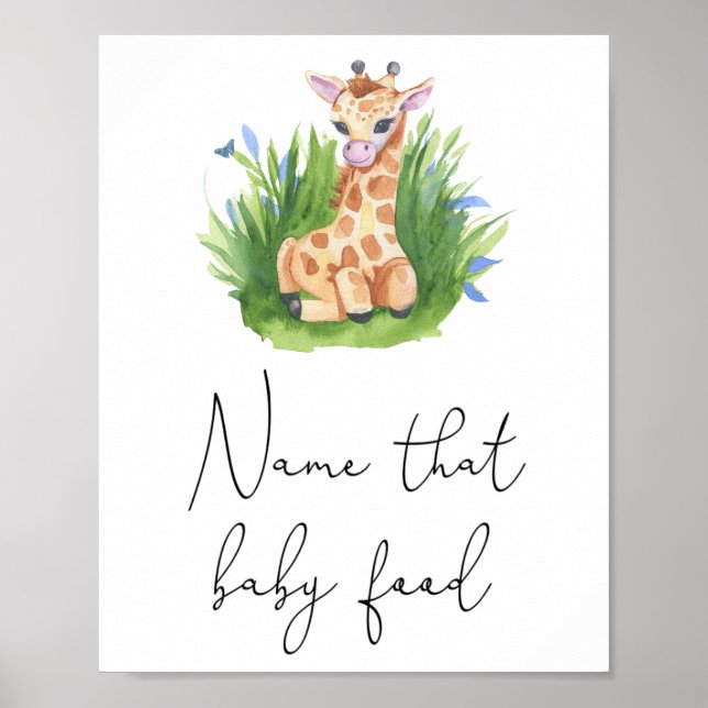 Poster Girafe - Nommez ce jeu de nourriture pour bébé (Devant)