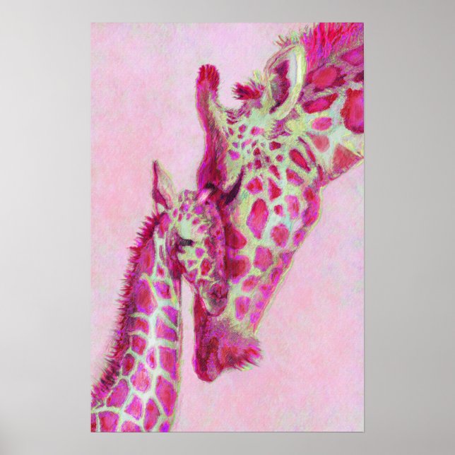 Poster girafe rose (Devant)