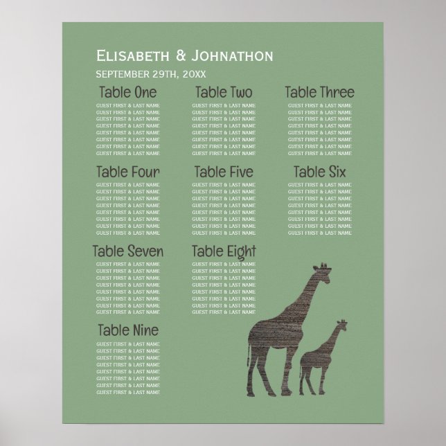 Poster Girafe Safari en argile, Mariage russe (Devant)