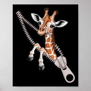 Poster Girafe sortant d'une fermeture éclair Costume drôl