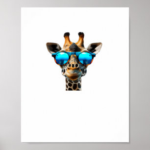 Poster Girafe souriante drôle avec des lunettes de soleil