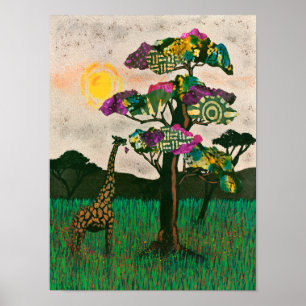 Poster Girafe sur les Avions d'Afrique