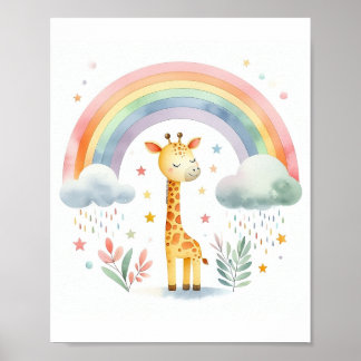 Poster Giraffe à l'aquarelle