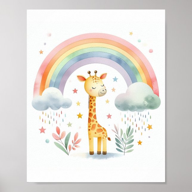 Poster Giraffe à l'aquarelle (Devant)