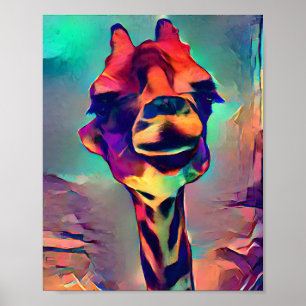 Poster Giraffe Abstraite colorée