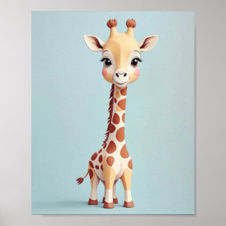 Poster Giraffe adorable - Safari Animal Nursery Wall Art