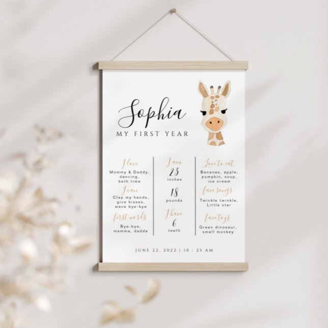 Poster Giraffe Anniversaire Jalon modifiable (Créateur téléchargé)