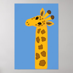 Poster Giraffe Bébé Primitive Cute Simple Safari Animal S