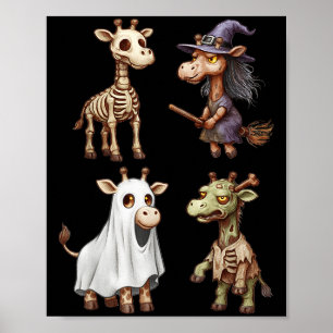 Poster Giraffe Boo Zombie sorcière Halloween femmes costu