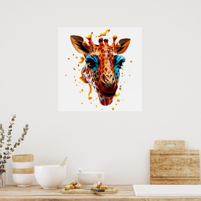 Poster Giraffe colorée (Cuisine)