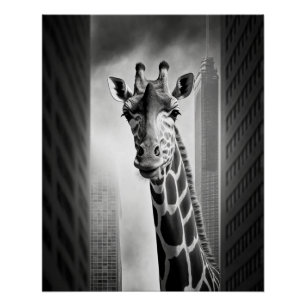 Poster Giraffe dans une cityscape