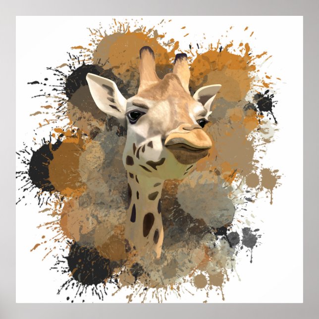 Poster Giraffe de la faune africaine Abstraite peinture (Devant)
