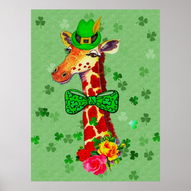 Poster Giraffe de la Fête de la Saint Patrick (Devant)