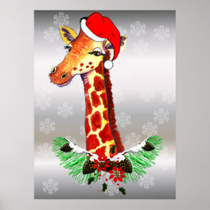 Poster Giraffe de Noël