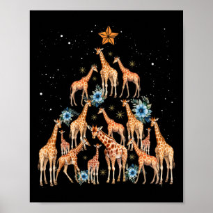 Poster Giraffe de Noël Amateurs de girafe Noël Noël Ho