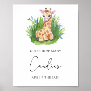 Poster Giraffe - Devinez combien de bonbons
