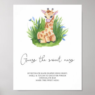 Poster Giraffe - devinez le jeu de gâteau sucré