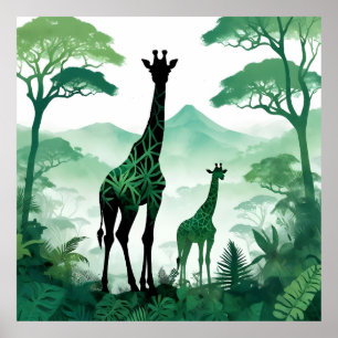 Poster Giraffe Faune Animaux Nature Environnement Forêt