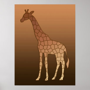 Poster Giraffe géométrique moderne, cuivre et Brown