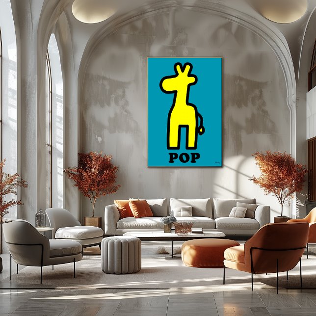 Poster Giraffe Jaune Pop Art Gras Carton Silhouette (Créateur téléchargé)