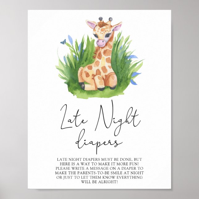 Poster Giraffe \ Jeu de couches de nuit (Devant)