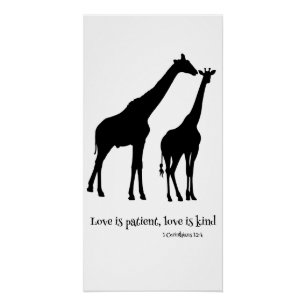 Poster Giraffe L'amour est patient, l'amour est nature