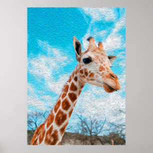 Poster Giraffe Lover Giraffe Art Aquarelle