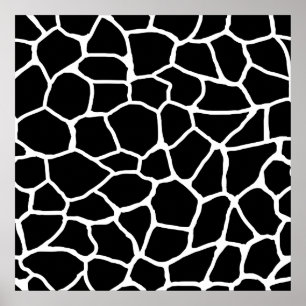 Poster Giraffe noire et blanche Imprimer Motif animal