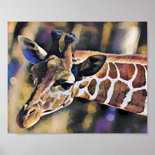 Poster Giraffe Peinture art Vintage (Devant)