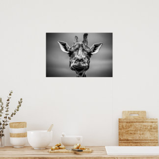 Poster Giraffe Photographie Noir Et Blanc Art