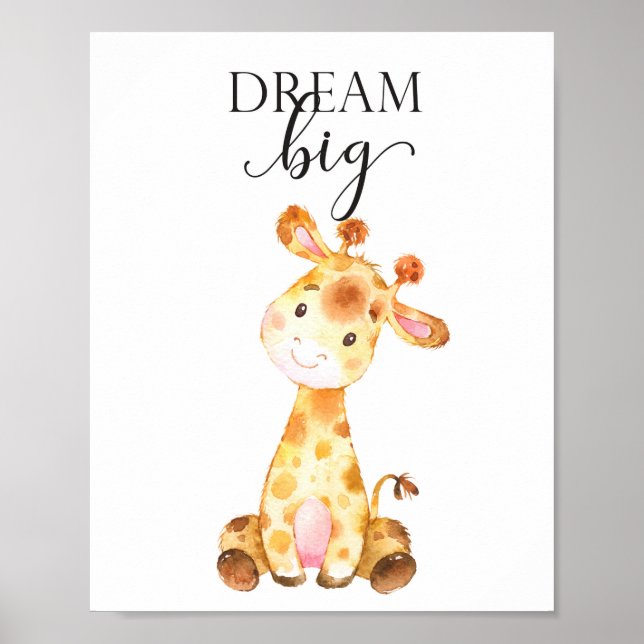 Poster Giraffe Safari Nursery Wall Art Baby Cadeaux Anima (Devant)