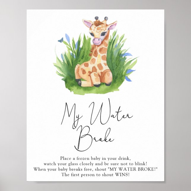 Poster Giraffe sauvage - L'eau signe de jeu (Devant)