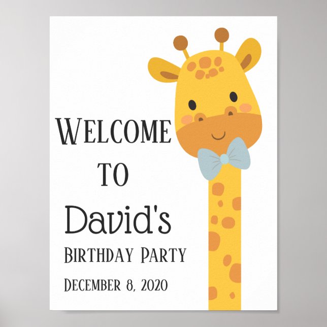 Poster Giraffe, signe de bienvenue (Devant)