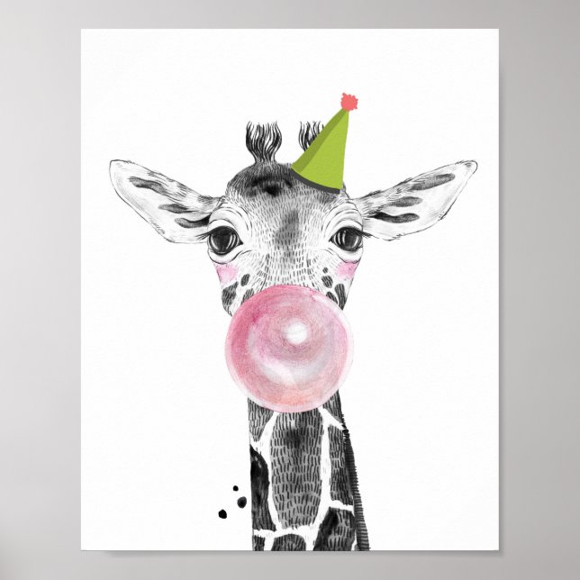 Poster Giraffe Wild Safari Animaux Décor Anniversaire (Devant)