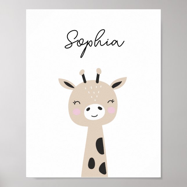 Poster Giraffe Woodland Animal Nursery Wall Art (Devant)