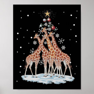 Poster Giraffes Arbre de Noël Giraffe Arbre de Noël Joyeu