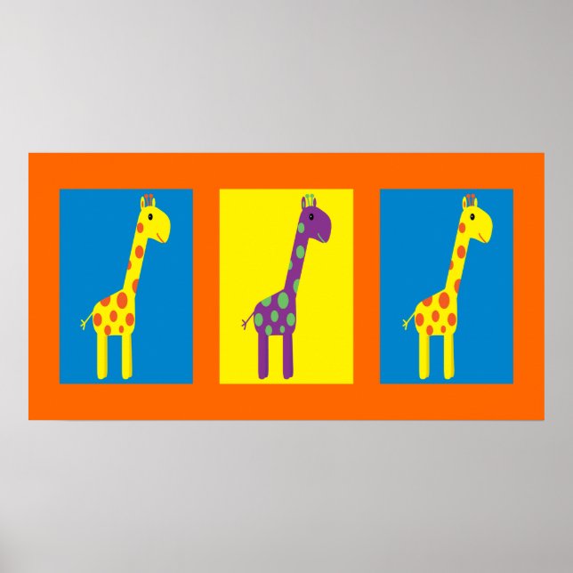Poster Giraffes jolies et colorées personnalisables (Devant)