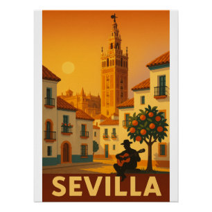 Poster Giralda Glow - Art rétro de Séville 2025