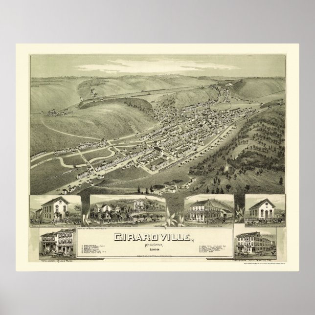 Poster Girardville, PA Carte panoramique - 1889 (Devant)
