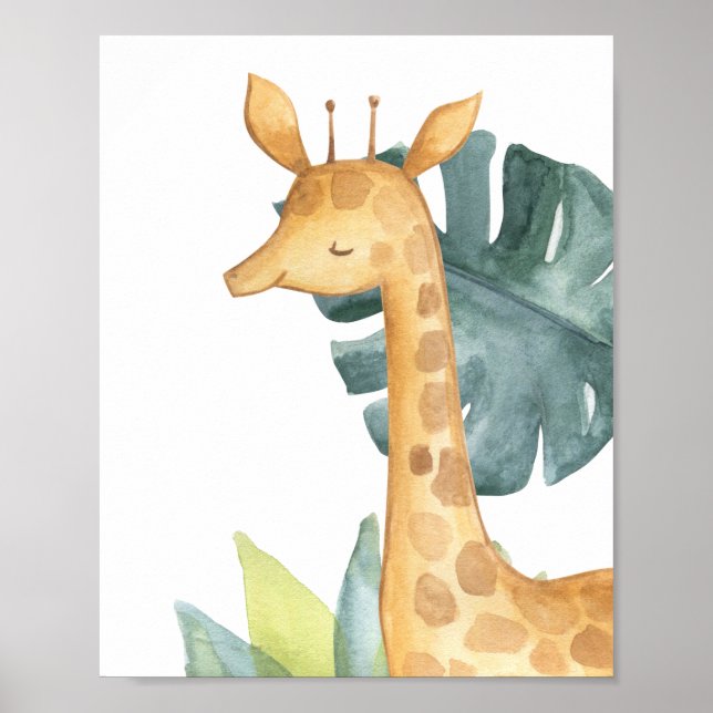 Poster Girffe Safari Jungle Baby Nursery Imprimer (Devant)