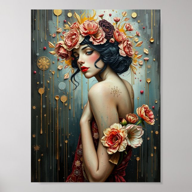 Poster Girl and flowers (Devant)