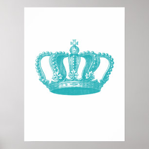 Poster Girl Aqua Blue Couronne Vintage